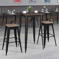 Flash Furniture Square Black Metal Bar Set, 23.5 CH-WD-TBCH-17-GG